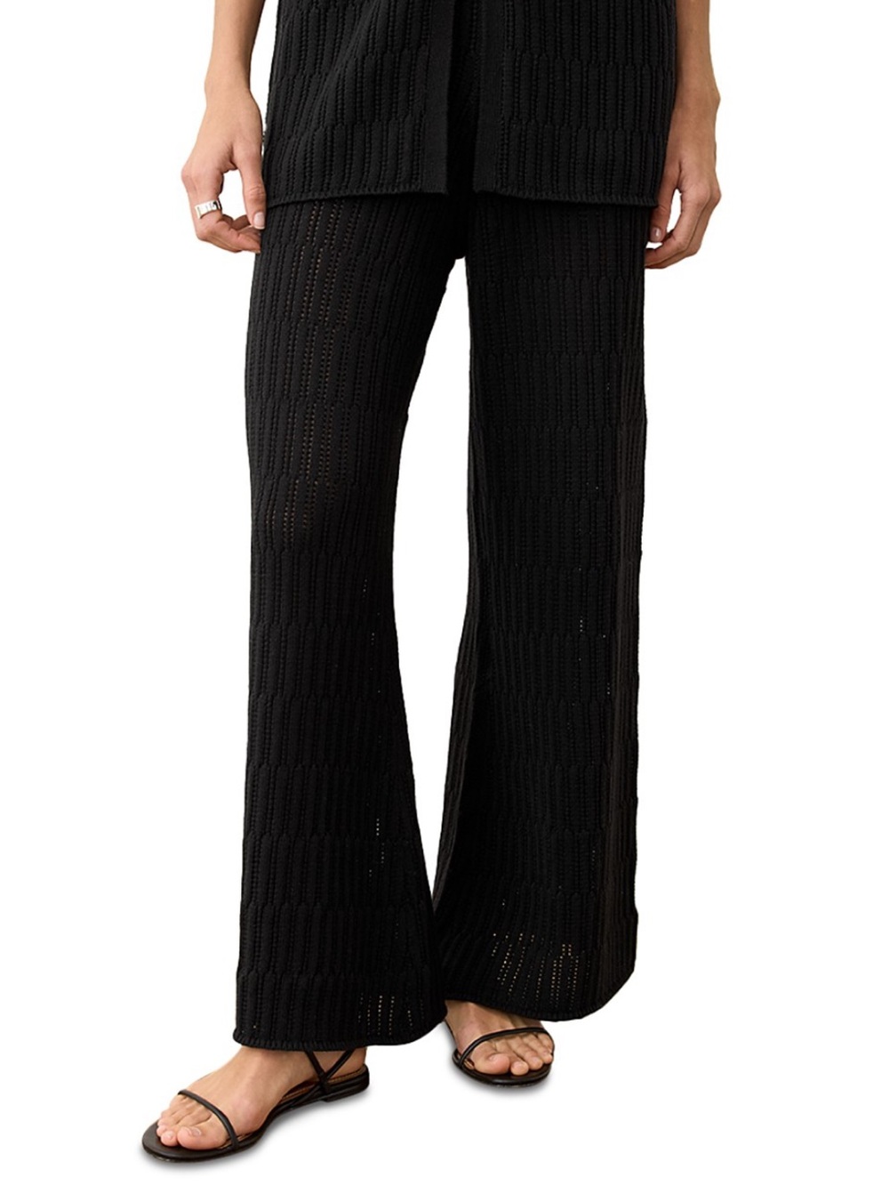 Marine Layer Black Knit Wide-Leg Pants size large